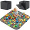 YOHOOLYO Toy Storage Organizer & Play Mat 43.3", Large 15×13×13" Collapsible Storage Cube Bin with Handles for Building Bricks, Boys, Girls, Playroom, Nursery (M, Black)